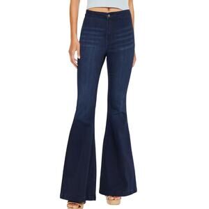 KanCan Jainey Dark Wash High Rise Stretch Denim Bell Bottom Flare Retro Jeans